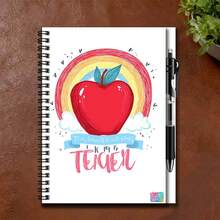 1 Set Creative Rainbow Apple Pattern Spiral Coil Notebook With Pen, Great Helper For Work And Study, Record Inspiration And Daily Life, Graduation Gift, Birthday Gift, Suitable For Diary, Daily Planning, Memo, 100 Pages, Start Your New Writing Experience - H+ a Pen - View 5