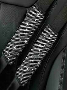 2er/Set Autositzgurt Schulterpolster Set, glänzende Strass Leder Sitzgurt Abdeckung, geeignet für alle Automodelle, Autozubehör - A - Übersicht 7