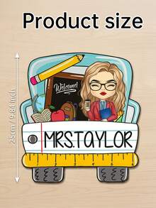 1pc Customized Teacher Classroom Wooden Door Sign, Personalized Teacher Name, Welcome Door Hanger, 3 Styles Available, Wooden Printed Sign With Hanging Rope, Classroom Decor, Teacher Appreciation Back To School Gift For Educators - Multicolor - View 7