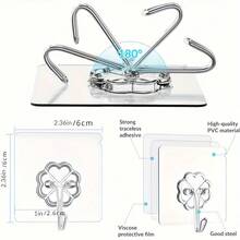 Transparent Heavy Duty Adhesive Hooks, Super Strong Load-Bearing No-Drill Hook Set, Waterproof & Moisture-Proof Heavy Duty Transparent Small Hooks, Multi-Surface Applicable Strong Fixing Hooks, Home Storage Essential, High Transparency Invisible Wall Adhesive Hooks, No-Nail Damage-Free Wall Hooks, Multi-Functional Whole House Organization Hooks - Multicolor - View 4