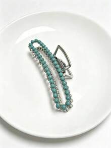 Vintage Turquoise Beaded Hair Clip, Metal Non-Slip Claw Clip, Western Cowboy Style Hair Clip - Multicolor - View 2