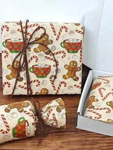 40pcs Christmas Brown Gingerbread Man Pattern Tissue Paper, 50.8 Cm X 35.56 Cm Gift Wrapping Paper, Suitable For Christmas Weddings, Valentine'S Day Gifts, Birthday Gift Packaging, Bouquet Packaging, Gift Bag Filling, And Party Gifts - Gingerbread Man - View 3