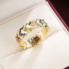 1pc Fashionable Women's Ring With Artificial Zirconia Stone In Arrow Design - Multicolor - View 7