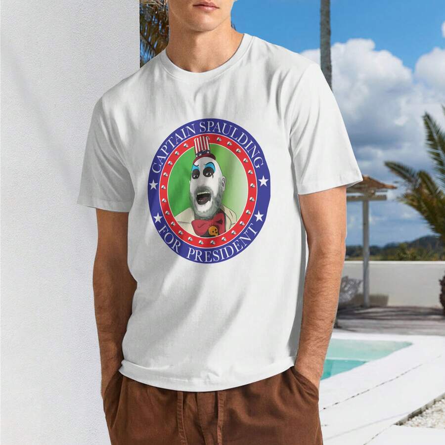 Captain Spaulding Camiseta Hombre Algodón Suave y Elástica Cuello Redondo, Corte Ajustado Cómodo, Transpirable y Resistente Básica para Diario, Oficina o Salidas Casuales - Blanco - Ver 1