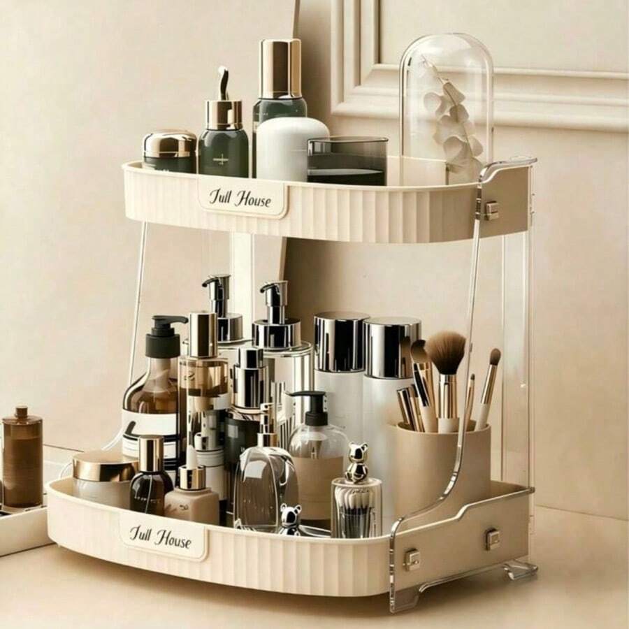 Cosmetic Storage Rack, Makeup Vanity Tabletop Organizer Box For Face Masks And Skincare Products, Dust-Proof Bathroom/Bedroom Desktop Makeup Storage Box,Bedroom Room Decor,Back To School - Multicolor - View 1