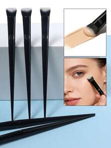 MyAoKuE-Up 1Pc Double-Sided Concealer Brush, Black Fine Handle Concealer And Blending Brush, A Professional Beauty Tool Suitable For Liquid, Cream And Powder Foundation, Suitable For Daily Makeup And Travel Use. - Multicolor - View 4