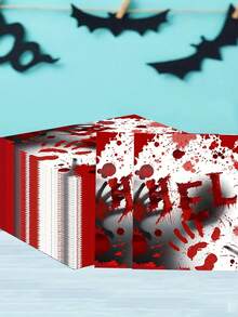 20/1pc Halloween "Help Needed" - Disposable Napkins With Bloody Handprints And Footprints. Suitable For Party Decorations, Halloween Decorations, Table Decorations, Halloween And Christmas Decorations. - One Size Fits All - View 3