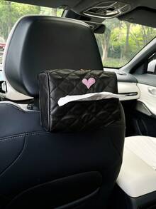 Creative Heart-Shaped Car Tissue Holder, Leather Material, Car Sun Visor Tissue Box, Armrest Tissue Bag, Seat Back Tissue Holder, Car Interior Accessory, Tissue Decorative Bag - Love - View 6