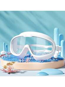 1pc Adult Large Frame Swimming Goggles, High Definition Waterproof Anti-Fog One-Piece Earplug Goggles, Unisex Swimming Equipment - 彩色 - 查看 3