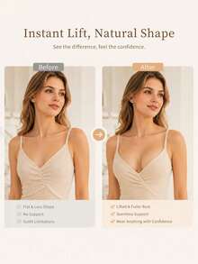 vfvQueen Thickened Waterproof Silicone Breast Pads Designed For Women, Lift And Compress Small Breasts, Especially Suitable For Wedding Photography - Apricot - View 8