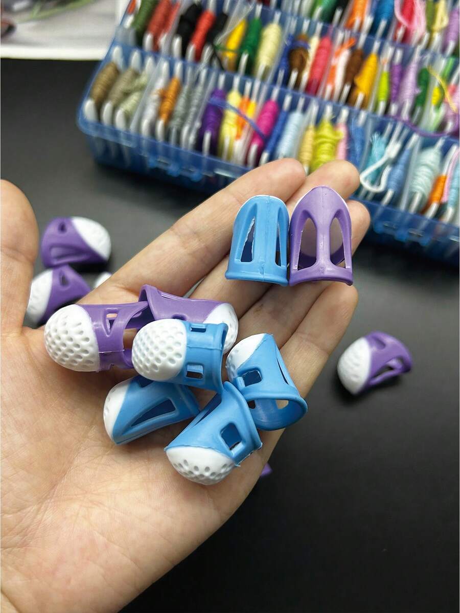 2pcs Silicone Sewing Thimbles, Non-Slip Comfortable, Reusable. Effectively Prevent Finger Pricks, Easy To Push Needle, Suitable For Cross Stitch, Embroidery, Tailoring Work, Dedicated Finger Protection Sewing Accessories For Women Handicraft DIY Enthusiasts - Silicone Ejector Pin - View 1