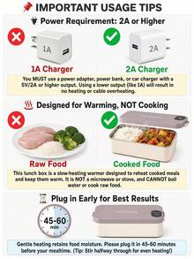 Electric Heated Lunch Box, Rechargeable Stainless Steel Thermal Lunch Box, Plug-In USB Portable Heated Lunch Box, Suitable For Car/Truck/Work/Home Heating Lunch, Truck Driver Exclusive, No Water Needed, Office/Worker Friendly, Keeps Food Warm - Multicolor - View 3