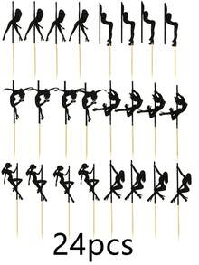 24/12/1pc Glitter Male Muscle Silhouette Bachelor Party Cupcake Toppers, Black & Gold Cake Decoration Picks, Suitable For Bachelor Party/Groom's Pre-Wedding Party/Bridal Shower/Birthday Wedding/Home Kitchen Dessert Table Party Supplies Decoration - Singles Party Cake Insert - View 8