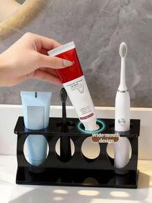 1pc Bathroom Countertop Toothbrush Holder, White And Black Available, Multifunctional Home Bathroom Accessory, Travel Toothbrush Holder And Desktop Storage Rack - Multicolor - View 7