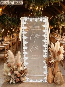 Custom Lace Wedding Welcome Sign, Wedding Ceremony Sign, Rustic Bohemian Modern Style Wedding Welcome Sign, Wedding Favors, Welcome To Our Wedding Sign, Wedding Gift - Multicolor - View 5