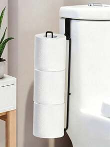 Polished Toilet Paper Holder With Storage - Wall Mounted Tissue Dispenser With Towel Bar - Holds 3 Rolls - Self Adhesive & No Drill - RV & Bathroom Accessory (Matte Black & Brushed Gold) - Multicolor - View 4