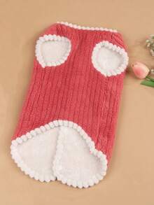 Set Pakaian Hewan Peliharaan Lucu dari Poliester, Termasuk Sweater dan Rompi Hewan Peliharaan, Cocok untuk Anak Kucing, Anjing Kecil, Bichon Frise atau Anjing Teddy untuk Dipakai di Dalam Ruangan (Tidak Cocok untuk Ras Anjing Besar) - Merah - View 6