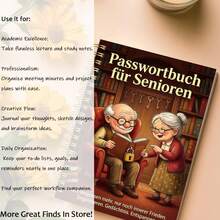 1本 A5 德文長輩密碼記錄紙質螺旋筆記本「Passwortbuch Für Senioren」可愛長輩夫婦設計，網路密碼與網站管理記錄簿，長輩文具用品 - 多色 - 查看 6