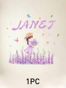Customized Flower Girl Cartoon Wall Sticker, Personalized Text Wall Sticker, Customized Name Self-Adhesive Painting, Customizable Birthday Gift, Party - Style D - View 8