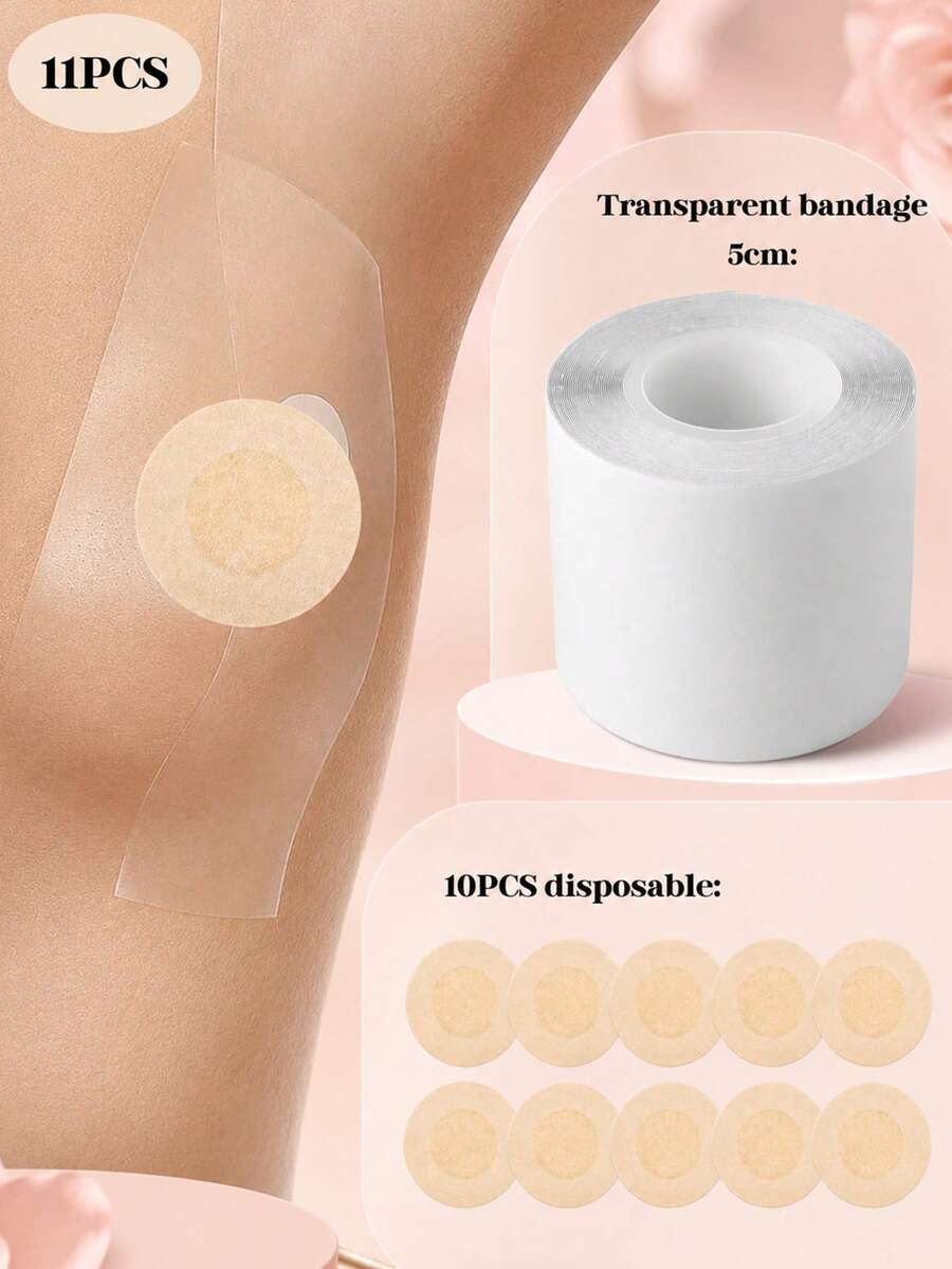 Set de 11 piezas de cinta para levantamiento de busto, cinta para pechos impermeable de 5 cm con protectores de pezones desechables, cinta de sujetador autoadhesiva invisible para bodas & vestidos sin espalda - Multicolor - Ver 1