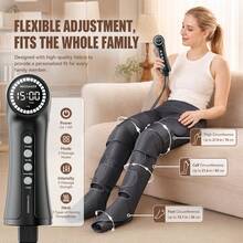 Air Compression Leg And Foot Massager, 8 Airbags Full Wrap Calf Massage Boots With Heating, 5 Adjustable Intensity Levels, 3 Heating Settings, Home Electric Massage Device - Black - View 1