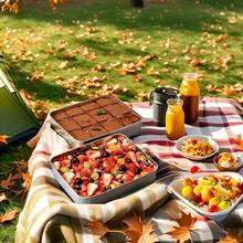 Stainless Steel Baking Tray, Cake Mold, Tiramisu Baking Dish With Lid, Steamed Cake Baking Tray, Stackable Snack Box (Suitable For Nuts, Fruits And Picnic Use), Stainless Steel Bento Box, Stackable Food Storage Container (Suitable For Picnic, Camping And Kitchen Party Storage) - Multicolor - View 4