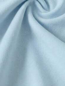 Top casual de verano para niñas con manga corta, estampado de conejo de dibujos animados, rayas de colores, estilo preppy minimalista y lindo - Azul - Ver 5