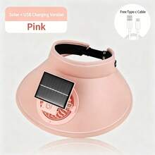 1 pieza Ventilador de diadema portátil recargable + solar de 300mAh, con 2 modos de alimentación, 3 velocidades ajustables y ajuste de inclinación de 45° - Multicolor - Ver 9