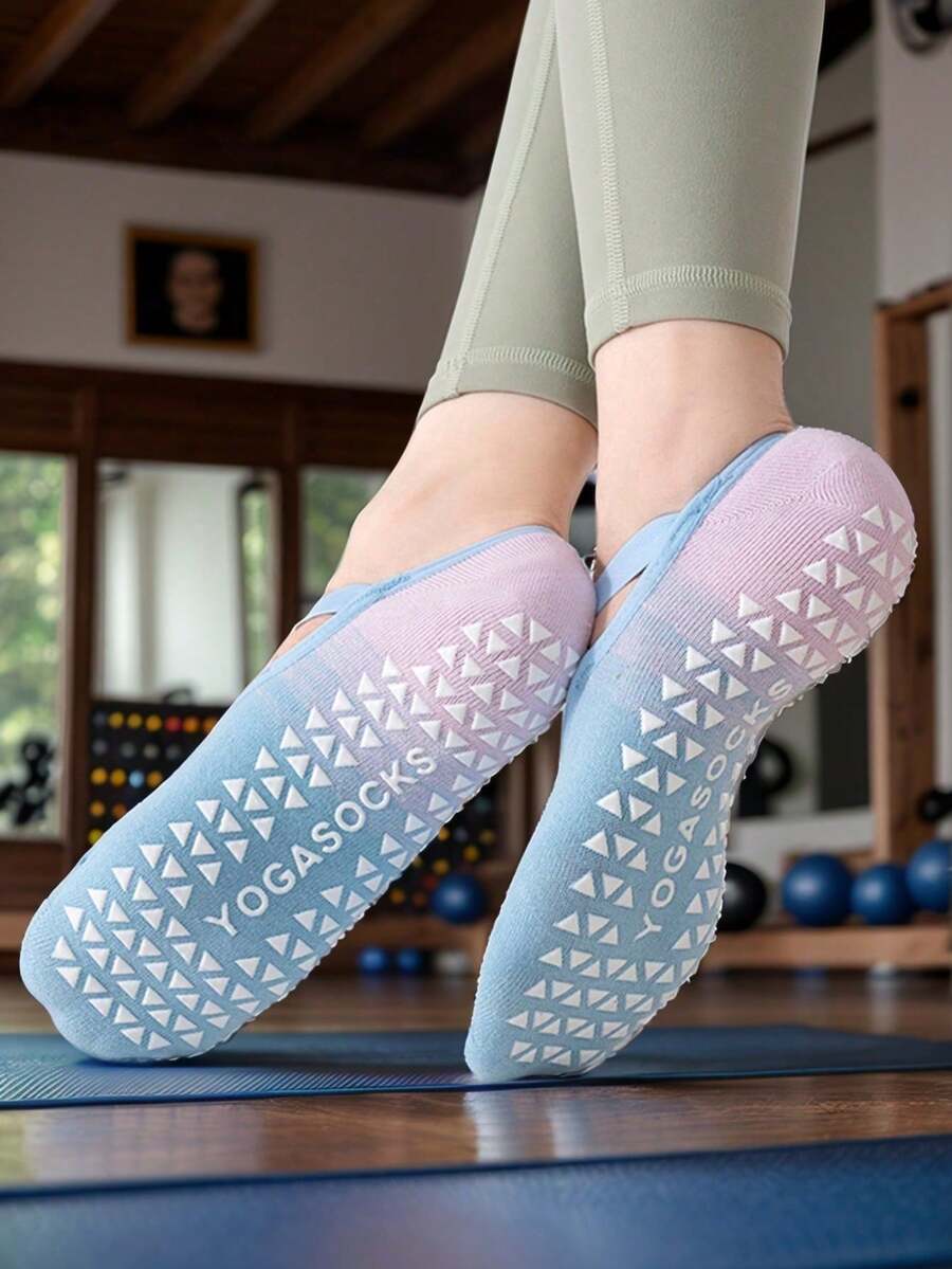 Women's Gradient Color Yoga Non-Slip Socks, Professional Non-Slip Boat Socks, Pilates Breathable Sports Fitness Socks - Multicolor - View 1