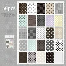 50pcs Colorful Polka Dot M5 Material Paper, 4 Styles Available, Includes Vellum And Kraft Paper, Tearable Macaron Color Palette, Suitable For Planner, Diary, DIY Decoration And Collage - Polka Dots - View 9