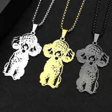 Teddy Poodle Dog Chain Women Men Stainless Steel Silver Color Lovely Puppy Animal Doggy Hiphop Clavicle Pendant Jewelry Decor - Necklace - View 2