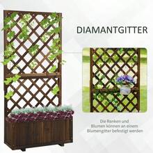 Raised Planter With Trellis, Wooden Flower Box 72.5 X 31.5 X 149.5 Cm, Ideal For Climbing Plants And Roses In The Garden. - Brown - View 4