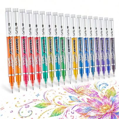 12Cái/18Cái Bút Gel Kim Tuyến Metallic Đổi Màu, Vẽ Cho Học Sinh, Thẻ Đen Trắng, 1.0mm, Dung Lượng Lớn, Bút Gel Kim Tuyến Màu