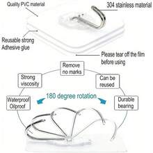 Transparent Heavy Duty Adhesive Hooks, Super Strong Load-Bearing No-Drill Hook Set, Waterproof & Moisture-Proof Heavy Duty Transparent Small Hooks, Multi-Surface Applicable Strong Fixing Hooks, Home Storage Essential, High Transparency Invisible Wall Adhesive Hooks, No-Nail Damage-Free Wall Hooks, Multi-Functional Whole House Organization Hooks - Multicolor - View 10