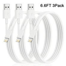 6.6FT/200cm High-Efficiency Data Transfer Fast Charging Cable Compatible With IPhone 14 Pro Max/14 Pro/14 Plus/14/13/12/11/XS/XR/8/7/6/ Series - White - View 10