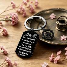 1pc Inspirational Compass Keychain, "Move Confidently Towards Your Dreams" Stainless Steel Key Ring, Inspirational Dog Tag Pendant, Suitable As Gift For Graduation, Birthday, Christmas For Friends, Family, Travelers - A - View 5