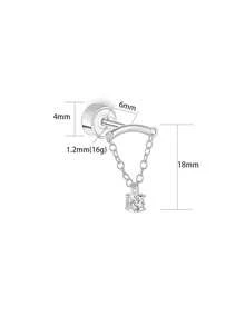 1 paire de boucles d'oreilles à tige pour piercing de cartilage avec chaîne pendante délicate ton or & argent et pierres CZ transparentes, bijou d'oreille multifonctionnel type cuff/hélix, élégant pour le port quotidien - boucle - Voir 6