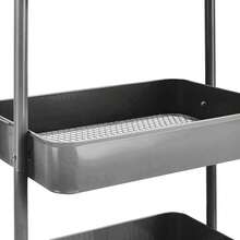 Charcoal 3-Tier Rolling Kitchen Cart With Wheels Storage Trolley For Home Office Bathroom Organization - Charcoal - View 6