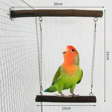 天然實木鳥棲架與鞦韆，適用於鸚鵡與金剛鸚鵡，鳥棲桿，鳥玩具，鳥籠配件 - 查看 7