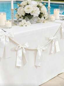 1pc Faux Pearl Bow Pendant Birthday Photo Prop Style Room Window Wedding Wall Background - Multicolor - View 6