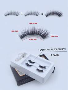 2 Pairs Magnetic False Eyelashes, Reusable, Natural Look, With Applicator, No Glue Needed, Easy To Wear And Remove (Magnetic Eyelashes) - View 3
