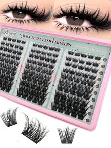 150pcs D-Curl Fluffy Eyelash Clusters,Cartoon Eyelash Clusters, Thick Lashes, Easy To Apply Suitable For Beginners, Create Dramatic Makeup Look, Individual False Eyelash Clusters, Eyelash Clusters - D - View 2