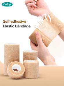 Cofoe Self-Adhesive Elastic Bandage Roll, Waterproof Breathable Self-Adhesive Bandage, 177 Inches/450cm Flexible Self-Adhesive Compression Bandage, Suitable For Home First Aid, Travel And Outdoor Sports, Wrist, Ankle, Knee, Finger Support Daily Protection - Apricot - View 2