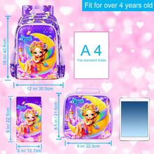 3pcs Girls Fairy Moon Castle Butterfly Glitter Pom-Pom Keychain Adjustable Straps Zipper Closure Cute Backpack Set For School & Daily Travel - Purple - View 5