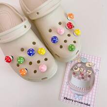 12pcs Cute 3D Mushroom Character Shoe Charms, DIY Shoe Accessories, Multi-Functional Shoe Clips For Garden Shoes, Sandals, Slippers, Beach Bags, Perfect Birthday Party Gift - Multicolor - View 9