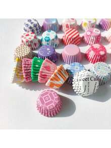 50/100pcs Cute Mini Thumb Cake Molds, 2.5cm/5cm Cake Baking Cups | Pastry Mats | Baking Paper Cupcake Cups | Non-Stick Cake Rack | Multiple Patterns | Suitable For Home Kitchen | Dessert Baking Supplies | Mother's Day And Valentine's Day Gifts - View 5