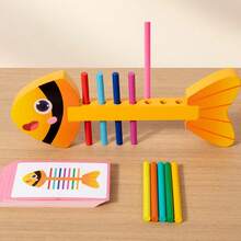 Color Matching Toy, Fish Bone Shaped Toy, Colorful Wooden Sticks To Enhance Memory, Develop Hands-On Ability, Hand-Eye Coordination, Strengthen Brain Development, Improve Color And Shape Recognition, Wooden Toy For Boys And Girls - Multicolor - View 1