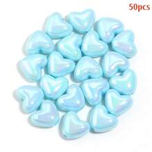 50 PIEZAS Cuentas con forma de corazón recubiertas de acrílico con agujero , adecuadas para la fabricación de joyas, materiales para pulseras y collares de cuentas hechos a mano DIY, regalo perfecto para el Día de San Valentín, aniversario, cumpleaños para tu ser querido - Multicolor - Ver 15