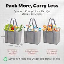 1pc Shopping Bag, Made Of Thickened Material, Equipped With Long Handles, Designed In A Generous Box Shape, Can Stand Upright, Easy To Open And Close, Can Be Folded Flat For Storage - Multicolor - View 5