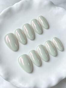 Shecass 10pcs Handmade Nails Press On Nails Short Nails For Summer Vacation Graduation Party - Multicolor - View 2